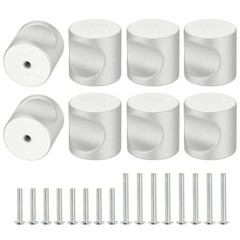 8 Pcs Cylindrical Aluminum Alloy Knobs, Single Hole Pull with Screw, 25mm Silver