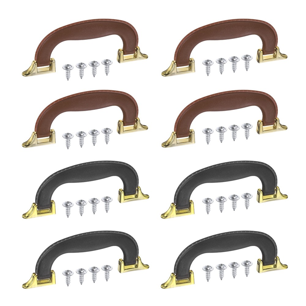 8 Pcs 6.1″ (156mm) Luggage Handle, Dark Brown Gold Base/Black Gold Base