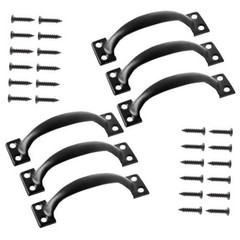 Jiozermi 6 Pcs 4″ Rustic Gate Handle with Screw – Iron – Black (6 Pieces)