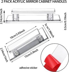 Door Pull Handle Adhesive Self Stick Acrylic Drawer Pulls Mirrored Beveled Knob