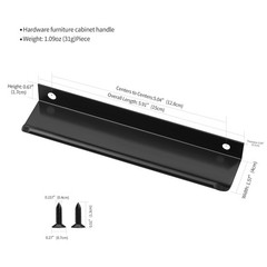 10 Pack Concealed Aluminum Finger Pull Cabinet Drawer Handle Black 5.91″ 128mm