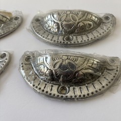 Vintage Metal Pulls Drawer Cabinet Pewter /Nickel Hardware Original packaging
