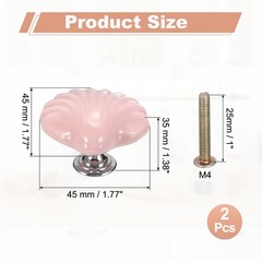2Pcs Ceramic Knobs Shell Decorative Drawer Door Pull with Screw Light Pink]