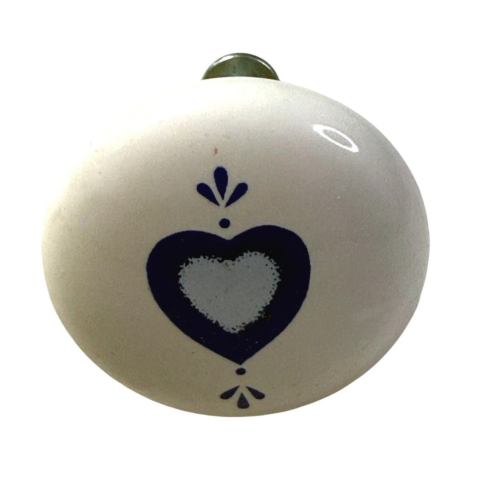 Vintage Blue Heart Ceramic Drawer Knobs Set of 4 White Cottagecore Cabinet Pulls