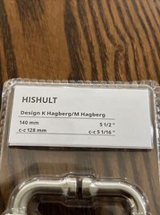 Ikea HISHULT Cabinet Handle Porcelain White /Brushed 5 1/2″ 902.652.46 NEW 2-pk