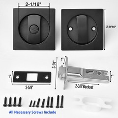 23/8 Inch Pocket Door Privacy Lock Matte Black Recessed Knob Latch 1 Pack