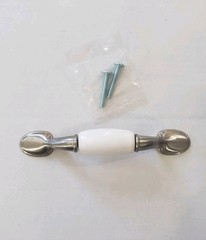 1 Vintage style Porcelain/ceramic 5″ Drawer Pulls w/ Screws White