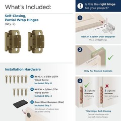 B0BWBRSLSQ Amerock BPR7565BBZ Cabinet Hinge 3/8 in (10 mm) Inset Self Closing