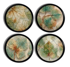 Earthy Leaf Cabinet Knobs • 4pc Set Rustic Aged Botanical Drawer Pulls • Natural