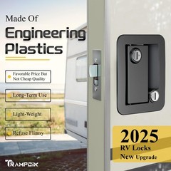 TrampgiK RV Door Lock Set for RV Camper Travel Trailer Black 7/8Inch All Keyed