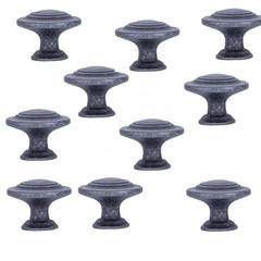 10 Packs Traditional Top Ring Cabinet Knob, Diameter 3.18 cm, Antique Silver