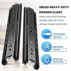 Drawer Slides 1 Pair Full Extension 10 12 14 16 18 20 22 24 inch Side Mount R…