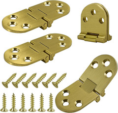 BDS-HOME 4Pcs round Edge Hinge Brass Butler Tray Hinge with Screws, 180 Degree F