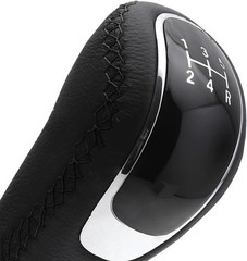 5 Speed Shift Knob, Weihted Manual Gear Shifter Knobs, Leather G Color: Black