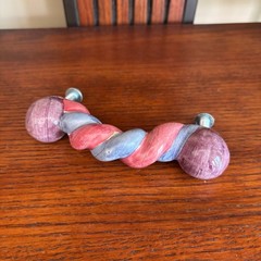 Mackenzie Childs Braided Twist Pastel Ceramic Hand Crafted Handle Pull Pink Blue
