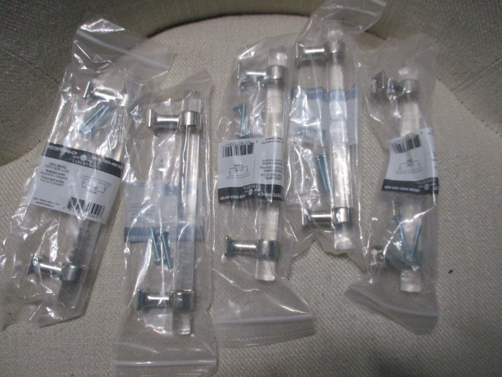 5 – Pack Liberty 5-1/16 in Acrylic Polished Nickel & Clear Cabinet Drawer Pull
