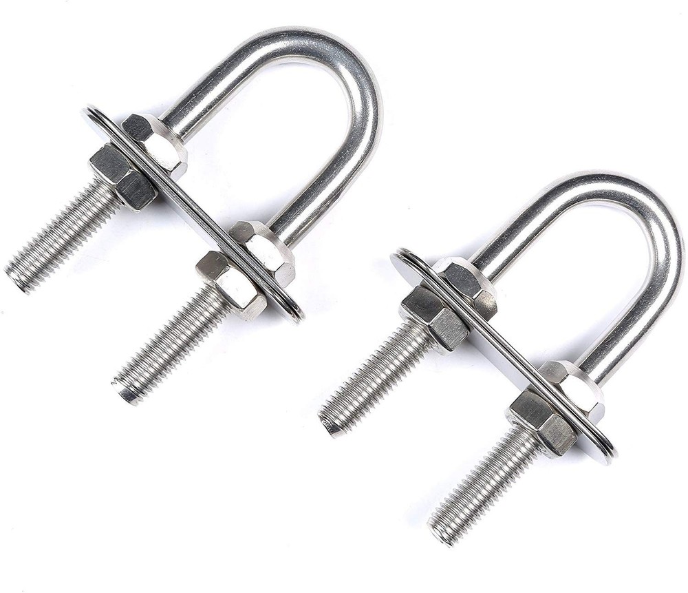 2X Boat Stern Bow Eye Marine Stainless Steel 4-1/2″ U Bolt Tie Down