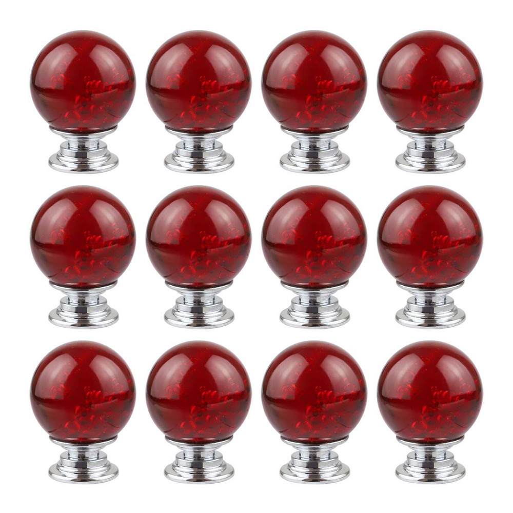 12 PCS Crystal Cabinet Knobs Round Glass Bubbles Knobs Smooth Drawer Pulls Ha…