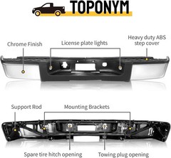 Rear Step Bumper Assembly Compatible With 2007-2013 Chevy Silverado 1500 & GMC