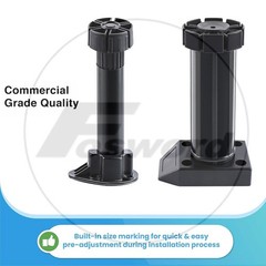 Kitchen Cabinet Plinth Feet Legs Black Carcase Unit Base Plastic Adjustable Legs