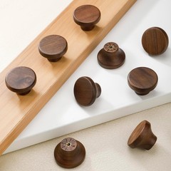 10 Pack 1.53″ Round Walnut Wood Drawer Handles, Cabinet Knobs, Furniture Hardwar