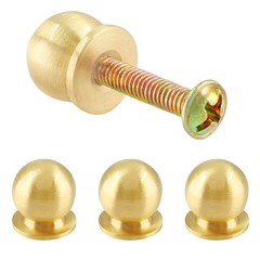 Jiozermi 4 Packs Mini Round Solid Brass Knobs, 1/2 Inch Diameter Brass Pulls,…