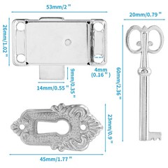 Kyuionty 2 Sets Skeleton Key Lock Decorative Antique White Nickel
