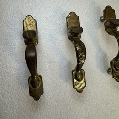Set Of 4 VTG Brass Furniture Cabinet/ Dresser Door Thumb Pulls/ Handle 4” Tall