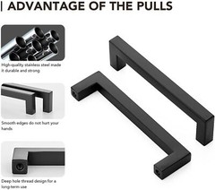 20 Packs Black Matte Cabinet Handles Square Pulls Kitchen Drawer Stainless Steel