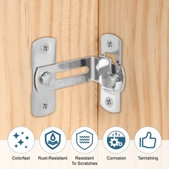 Barn Door Latch, (2.4″x1″, Silver) (2 Set ), 90 Degree Flip Sliding Gate Latch