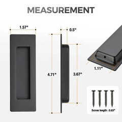 2 Pack 4.72″ Pocket Door Handles + 1 Finger Edge Pull, Black Recessed Flush R…