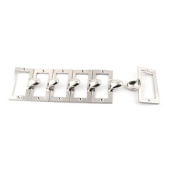 Home Metal Cabinet Drawer Cupboard Door Label Style Pull Handle Silver Tone 6pcs