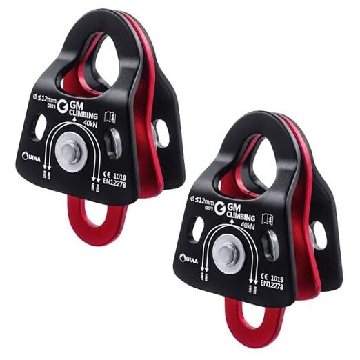 40kN Micro Double Pulley Prusik Minding Ball Bearing UIAA CE for Pack of 2