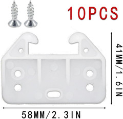 Set of 10 White Plastic Drawer Guides, Sturdy Rear Drawer Replacement Brackets w