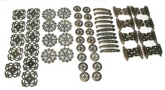 Vtg 64 pc Ajax Ornate Knob &Backplate Filigree Victorian Cabinet Drawer Hardware