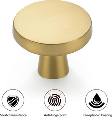 Brushed Brass Solid Knobs Gold Kitchen Cabinet Pull,30 Pack,Round-5 | Zinc Dress