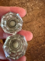 2 Vintage Drawer Pull Clear Glass Octagonal Handle Dresser Cabinet Door Knob