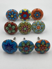 Carnatico 9 Piece Multi/Colored Ceramic Cabinet Knobs.