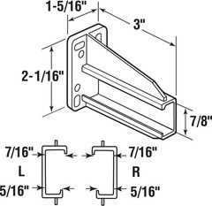R 7227 Plastic Track Brackets for Side-Mounted Drawers – White, 2-7/8 In. Depth