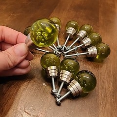 Green Bubble Glass Marble Drawer Pull Knob Set Metal Base Style Selections