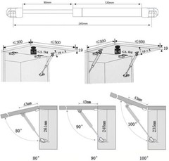 1-200 Cabinet Door Hinge Lift Up Hydraulic Gas Spring Lid Stay Gas Strut Support