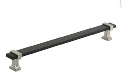 Amerock Overton 8-13/16 Inch Bar Cabinet Pull Brushed Matte Black / Satin Nickel