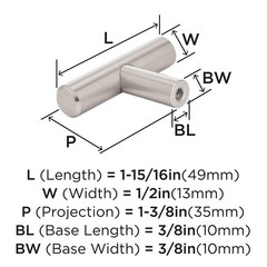 Bar Cabinet Pulls 10PCS Satin Nickel 1-15/16in Length Drawer Handle Hardware
