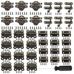 EAEDMY 36 Sets Retro Jewelry Box Hinges and Latches Hardware, Small Bronze