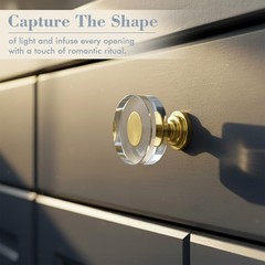 Crystal Glass Cabinet Drawer Knobs, 30 Pack Glass Crystal Gold Dresser Knobs,…
