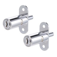 2Pcs 3/4″ x 1-1/2″ Push Plunger Lock Cabinet Zinc Alloy Chrome Keyed Different