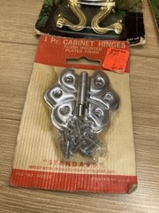 Vintage 4 NOS Hardware Lot Arjon Ceiling Beam Hooks Butterfly Cabinet Hinges USA