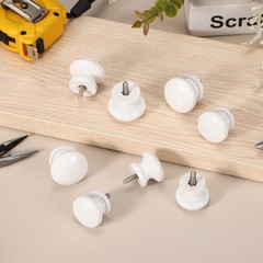 8 Pcs Round Wood Drawer Knobs for Furniture, White(0.9″ Dia, 0.8″ Height)