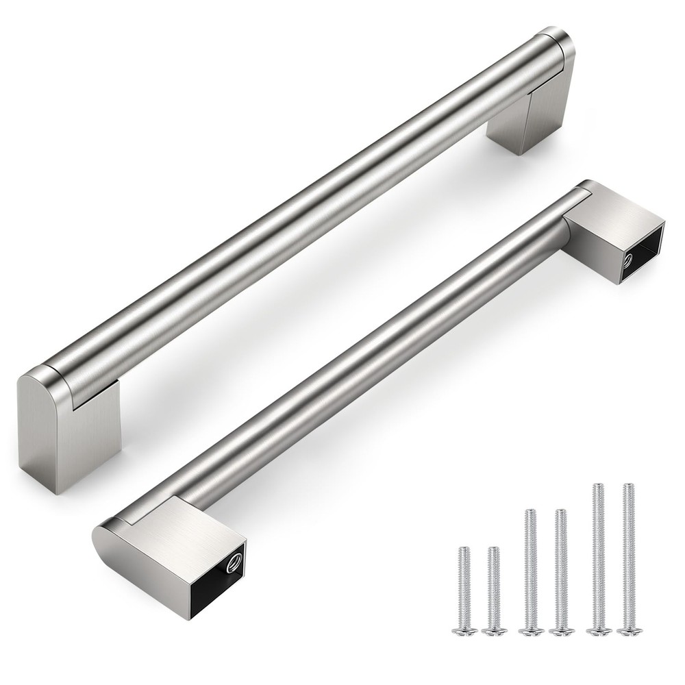 10 Pack 6.25 Hole Brushed Nickel Cabinet Pull Handle, 160mm Modern Drawer