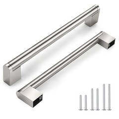 10 Pack 6.25 Hole Brushed Nickel Cabinet Pull Handle, 160mm Modern Drawer